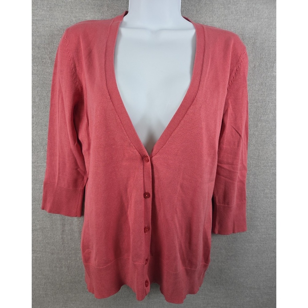 New York & Company Cardigan Sweater M Silk Blend Coral Pink Coquette Fairy